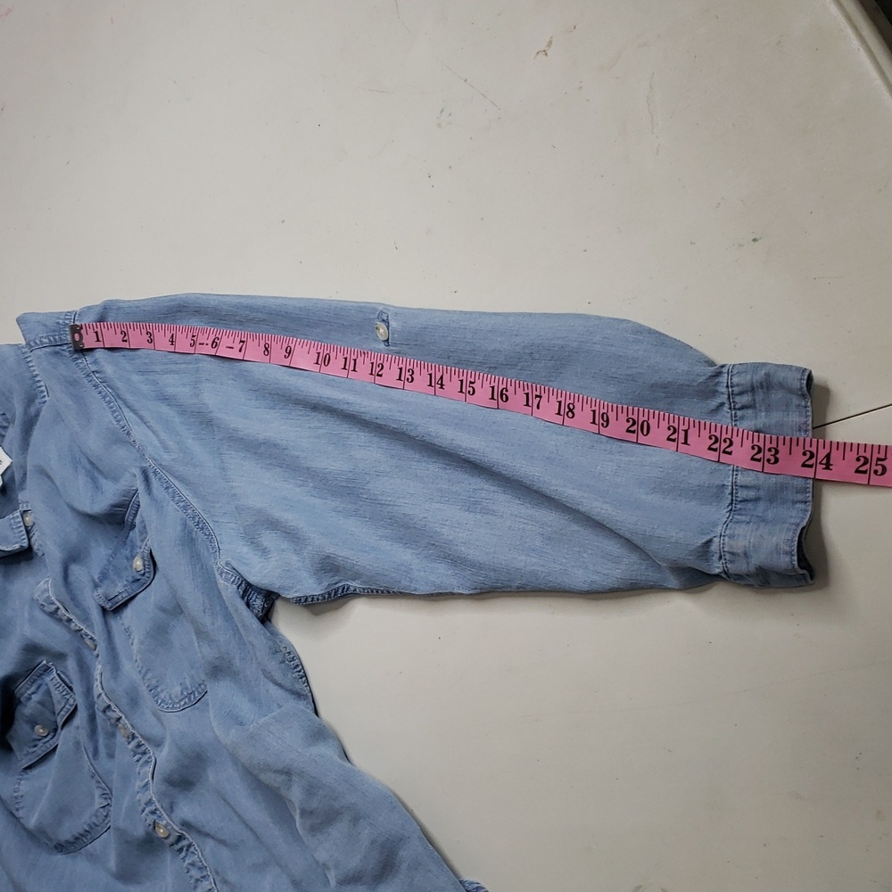 Thread & Supply Tencel Lyocell Button Up Denim Blue Shirt Size 3X Coastal Pocket - Picture 10 of 14